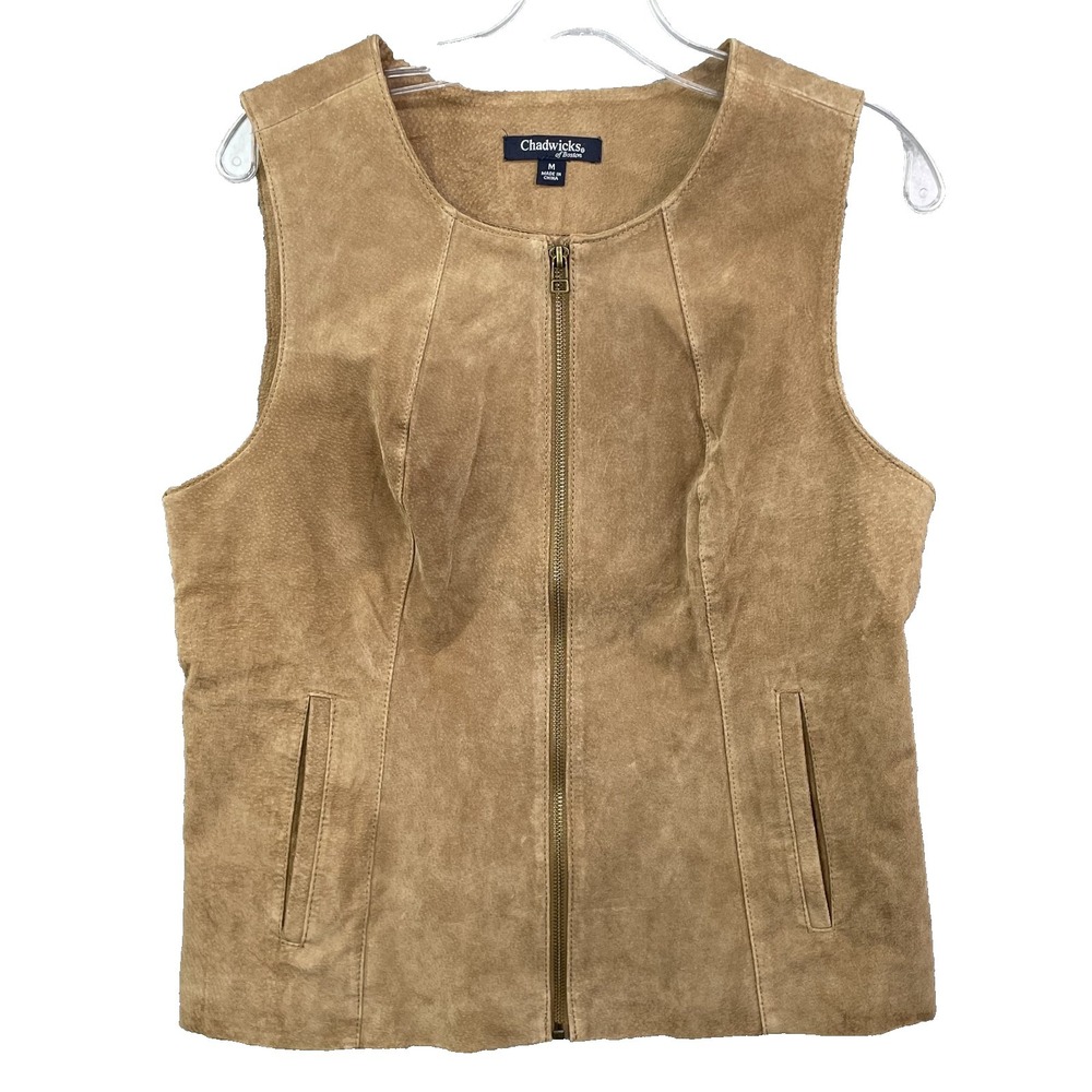 Chadwicks Suede Leather Vest Women's Medium Beige Corpcore 90's Chic Y2k Office